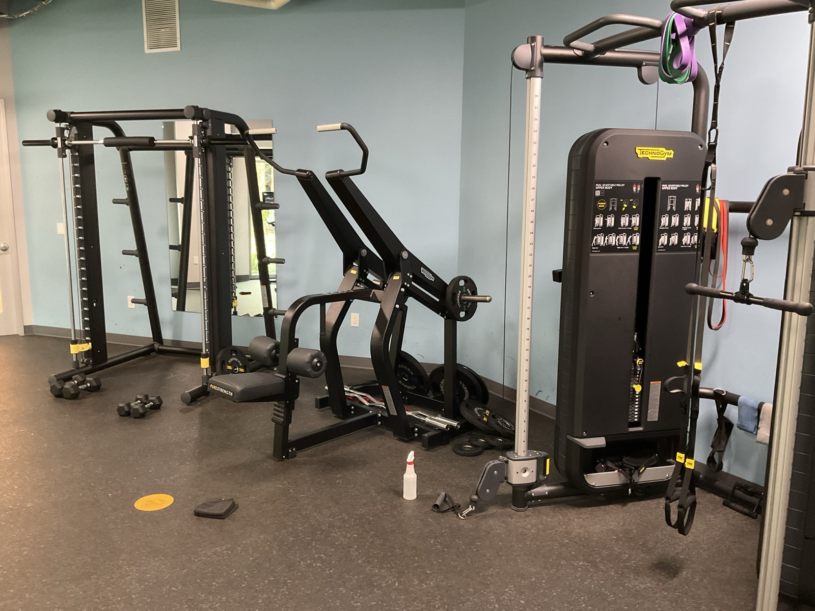 Cable and dumbbell strength area at Calabasas Fitness Center in Calabasas, CA